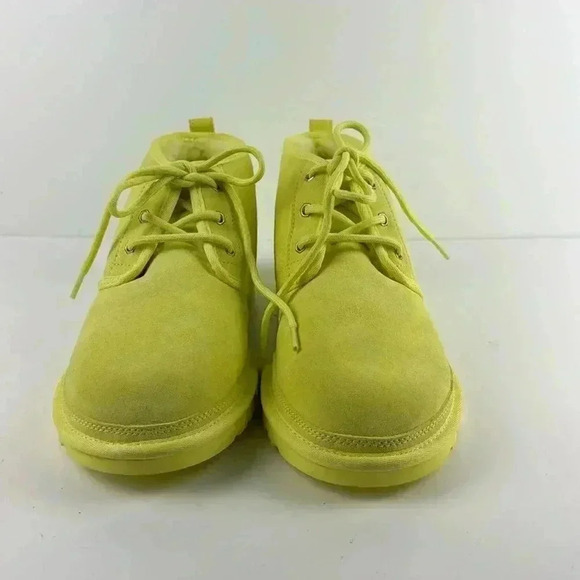 UGG Neumel Suede Parakeet Bright Green Neon Fur Wool Chukka Boot F/M? sz 10 - Picture 1 of 9